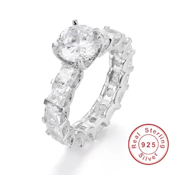 Unikalus Dizainas Pažadas žiedas 1.2 ct Imituoti Deimantų Cz 925 Sterlingas sidabro Dalyvavimas Vestuvių Juostoje Žiedai, moterų, vyrų Papuošalai