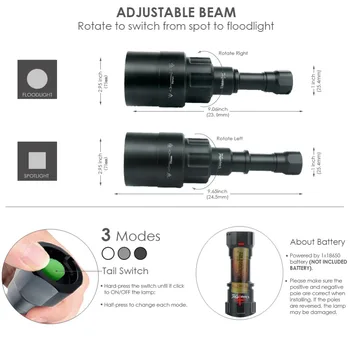 UniqueFire 1605 Zoomable 75mm objektyvas IR 850nm Žibintuvėlis 3 Rūšių Naktinio Matymo Žibintuvėlis Įkraunamas Medžioklės Lanterna