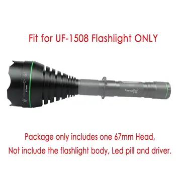 UniqueFire 67MM Išgaubtas Lęšis Reguliuojamas Dėmesį Galvos Dangteliai, UF-1508 XML/XRE/IR 850nm/940nm, LED Žibintuvėlis