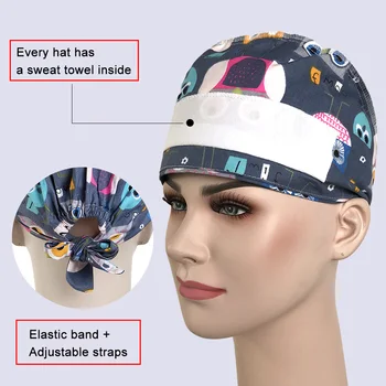 Unisex Krūmynai moterų skrybėlės Gėlių spausdinti krūmynai kepurės aukštos kokybės kosmetologė aksesuarai vyrams ir moterims, Elastinga darbo kepurės naujas