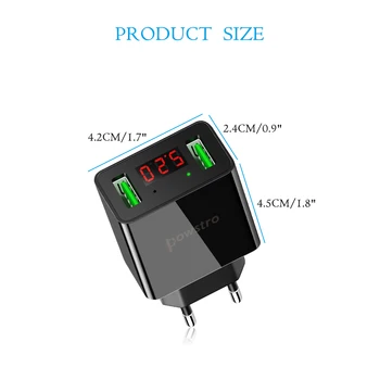 Universalus 2 USB Sieninis Įkroviklis LED Protingas Skaitmeninis Displėjus, 5V 2.2 Telefonas Kelionių Adapteris, skirtas 