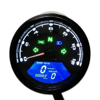 Universalus Skaitmeninis Motociklo LCD Ekranas Spidometras Odometras Techometer Daviklis Dvigubas Greitis