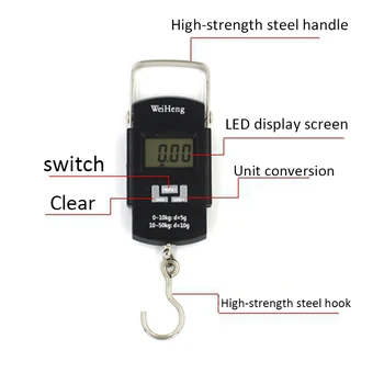 Urijk Nešiojamas Skaitmeninis Masto 50Kg/110 Didelių Pajėgumų Mini Elektroninių Backlight LCD Ekranas Bagažo Masto su pakabinimo Kablys