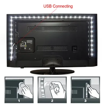 VNL 1M 2M TV Foninio Apšvietimo, USB DC5V RGB LED Juosta 5050 RGB Lankstus Šviesos IP20 / IP65 Vandeniui LED Juostos Lipnia Juosta