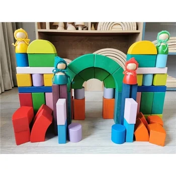 Vaikai Dideli Mediniai Žaislai Romos Vaivorykštės Arka, Statyba Blokai /Baby Mediniai Skydiniai 1001 Nakties Kaupimas Blokai Ankstyvo Mokymosi