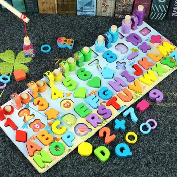 Vaikai Medinis Žaislas Montessori Ikimokyklinio Švietimo Žaislai Vaikams Geometrijos Pažinimo Užimta-Valdybos Matematikos žvejybos skaičiavimo Žaislai