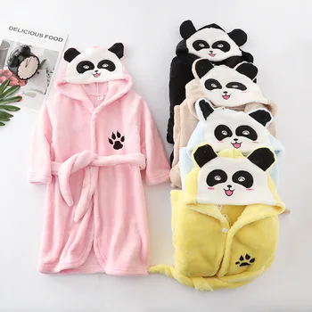 Vaikai Panda Chalatą su Gobtuvu Vaikų Padažu Suknelė Vonia, Chalatas, Animacinių filmų Gyvūnų Sleepwear Mergaitėms Berniukai Pižamos