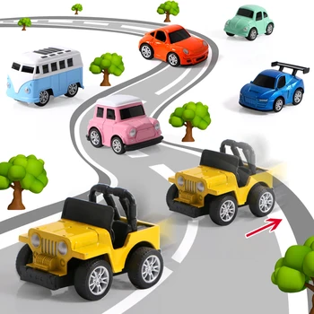 Vaikams žaislai Metalo Traukti Atgal, automobilių Transporto priemonių modelių Klasikinių sportinių veikia automobilių dviaukštis Autobusas surinkimo žaislų rožinės spalvos retro puikus automobilis