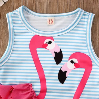 Vaikas, Kūdikis Mergaičių Maudymosi Flamingo Dryžuotas Maudymosi Kostiumėliai Mergaitėms Vasaros Vientisi Maudymosi Kostiumėlį Merginos Paplūdimio Maudymosi Kostiumą 1-4 Metų,