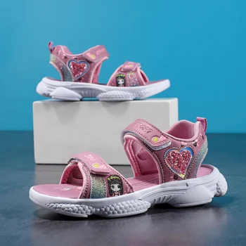 Vaikų mergaičių mados sandalai vasarą chilren bateliai mergaitėms minkštas EVA pado aukštos kokybės 5~15Y bamblys mergina sandalias vaikams
