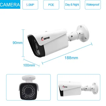 Valdytojas H. 265 8CH 5MP POE NVR Sistemos komplektas Su 8pcs 5MP Onvif POE IP saugumo VAIZDO stebėjimo Kamera su garsu garsiakalbis, vaizdo kameros rinkiniu