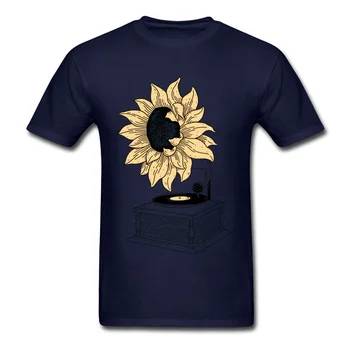 Van Gogh T-shirt Vyrai Meno Dizaineris Marškinėlius Dainuoja Saulė Viršūnes Saulėgrąžų Vinilo Muzikos Marškinėliai Derliaus Menininkas Gatvės Dėvėti Medvilnės