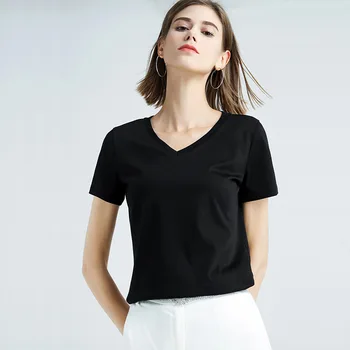 Vasaros 2019 Marškinėliai Moterims Atsitiktinis Mados Marškinėlius, O-kaklo trumpomis Rankovėmis T-shirt Baltos Viršūnės Drabužiai