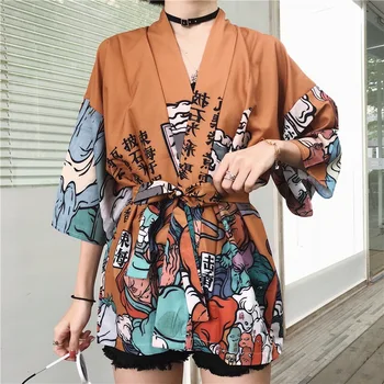 Vasaros 2020 Moterų Apsaugos Nuo Saulės Japonų Kimono Megztinis Lady Tradicija Yukata Haori Kailis Moterų Harajuku Palaidinė Naktiniai Drabužiai