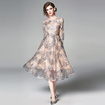 Vasaros Elegantiškas Moteris, Siuvinėtų Nėrinių Suknelė Vestidos Verano 2021 Kalėdų Dress Sukienki Damskie Bayan Elbise K6245