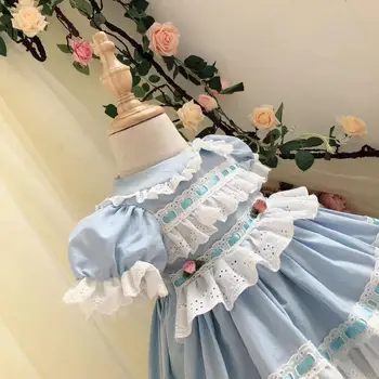 Vasaros Sluoksniuotos Rankovėmis Tinklelio Nėriniai Turkija Derliaus Ispanijos Lolita Princess Kamuolys Suknelė Suknelė Bady Merginos Velykų Birthday Party Dress