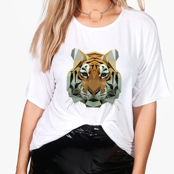 Vasaros T-shirt Moterims, Naujų Estetinių Varlė Spausdinti Geometrijos Stiliaus Viršaus į Mados Streetwear Mielas Bauda O-kaklo Marškinėlius Mergaitėms