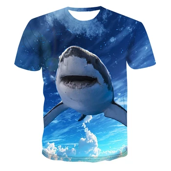 Vasaros mados žvejybos drabužių ryklys 3D atspausdintas T-shirt vyrams ir moterims, hip-hop trumparankoviai viršuje atsitiktinis marškinėliai undershirt 6XL