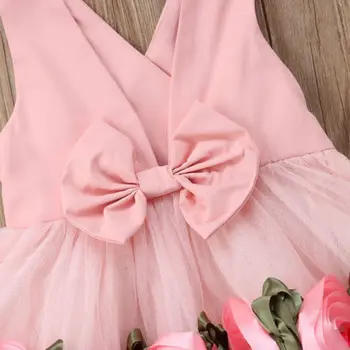 Vasarą Vaikai Suknelė Gėlių mergaičių Tinklinio Suknelė 3D Pakilo Šalies Inscenizacija Suknelė Princesė Vaikams, Kūdikių Suknelės, Kostiumų Komplektai