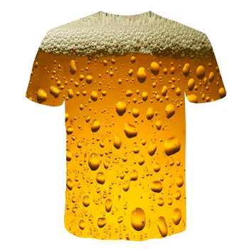 Vasarą Vyrai T-shirt 3D Alaus Laikas Trumpas Rankovės Naujovė Vandens Modelio O-Kaklo Viršūnes Tees Juokinga 3D Atspausdintas Streetwear Marškinėlius