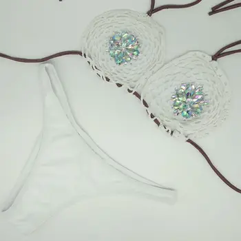 Venera Atostogų 2018 nėrimo maudymosi kostiumėliai kristalų moterų bikini komplektas diamond maudymosi kostiumą biquini maudymosi kostiumėlį akių nėrimo bikini