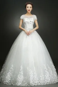 Vestuvių Suknelė Nuotakos Paprasta Didelio Dydžio Nėrinių Vestuvių Suknelės Peties Kamuolys Chalatai Suknelė