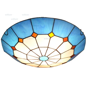 Viduržemio Jūros Regiono Stiliaus Stiklo Lubų Lempa Rankų Darbo Tiffany Šviesos Viešbutis, Kavinė, Baras, Vaikų, Miegamojo, Vaikų Darželio Darželio Sielovados Apšvietimas