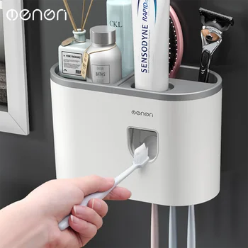 Vieno puodelio tingus automatinis dantų pastos dozatorius sienos montuojamas dantų šepetėlis stovo vonios kambarys burnos skalavimo skystis dantis box set