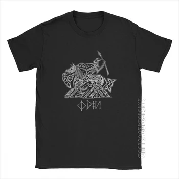 Viking Odin Jojimo Į Valhalla Dėl Sleipnir Streetwear T Shirts Vyras Camisetas Drabužius Baltas Vyras Tees Medvilnės O Kaklo T-Shirt