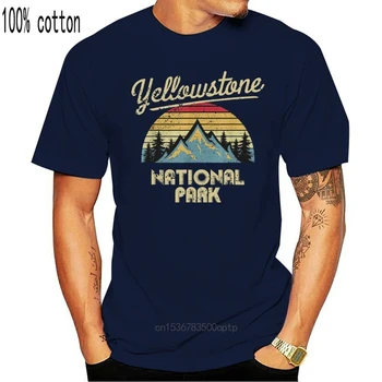 Vintage Retro Jeloustouno Nacionalinis Parkas, T-Shirt Slim Fit Tee Marškinėliai
