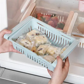 Virtuvės Šaldytuvas Stalčių Talpinimo Reguliuojamas Plastikinio Šaldytuvas Šaldytuvo Lentynų Stelažas Pull-Out Storage Box