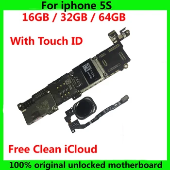 Visame pasaulyje Atrakinta Mainboard Su Touch ID IPhone 5S 5 S 16GB 32GB 64GB Originalas Plokštė IOS Logika Valdybos darbo