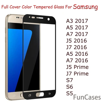 Visiškai Padengti Grūdinto Stiklo Samsung Galaxy A8 J2 2018 A3 A5 A7 J3 Skyrius J5 J7 2016 2017 S7 S6 J5 Premjero J7 Premjero Screen Protector