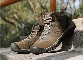 Vyrai prekės ženklo lauko vaikščiojimo batai mens off-road natūralios odos kvėpuojantis akių neslidus pėsčiųjų žygius KELIAUTI batai DIDELIS DYDIS