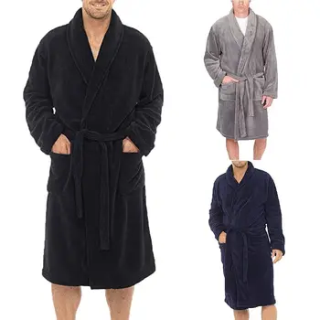 Vyrams, Chalatai Sleepwear Ilgomis Rankovėmis Homewear Chalatas Kimono Su Diržu Nežiūriu Pora Vyrų Ponios Atsitiktinis Pižamą Pižama