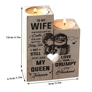 Vyras su Žmona - Tu Mano Karalienė Amžinai - Žvakių Laikiklis su Žvakių Dovana Gimtadienio Sukaktį QJS Parduotuvė