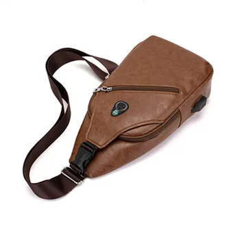 Vyriški Crossbody Krepšiai Vyrų USB Krūtinės Maišelį Dizaineris krepšys Odos Pečių Krepšiai Įstrižainės Paketo 2019 Naujų Atgal Pack Kelionės