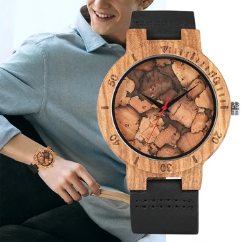 Vyriški Žiūrėti Unikalus Sudeginti Popieriaus Stilius Medienos Laikrodžiai Šiuolaikinių Medinių Retro Bambuko Medinės Žiūrėti Atsitiktinis Vyrų Laikrodis Relogio Masculino