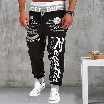 Vyriškos Sportinės Kelnės atsitiktinis fitneso spausdinti raišteliu mokymo Sweatpants mados Elastinės juostos streetwear vyriškos kelnės Kelnės