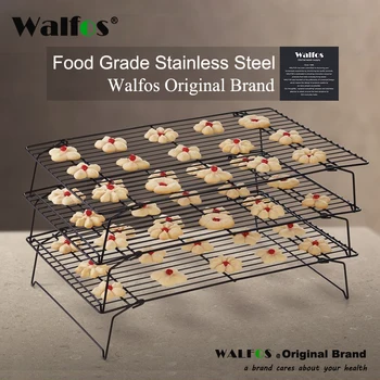 WALFOS 3 Sluoksnių dėti vieną ant kito Aušinimo Stovas Metalo Tortas Slapukas, Sausainiai, Duona Aušinimo Stovas Ju Motina Turėtojas Sausas Aušintuvas maisto ruošimui
