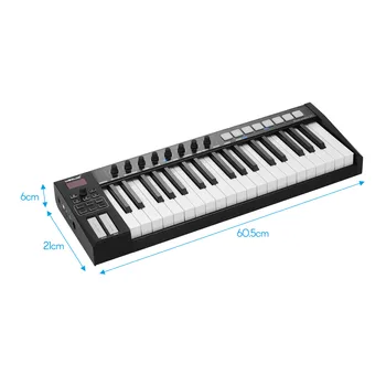 WORLDE Mėlynasis banginis 37 USB MIDI Valdiklis Klaviatūros 37 Pusiau svertinio Klavišus 8 RGB Apšvietimu Sukelti Trinkelės, LED Ekranas