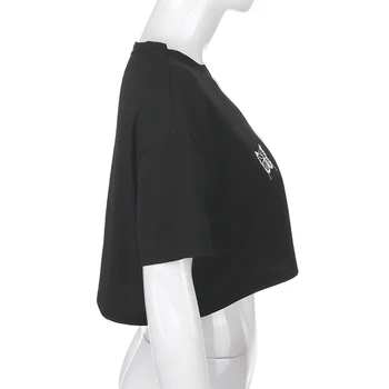 Weekeep Laisvas Drugelis Spausdinti marškinėliai Moterims 2020 Metų Vasaros, O-kaklo trumpomis Rankovėmis Streetwear Tee Marškinėliai Femme Seksualus Pasėlių Viršų