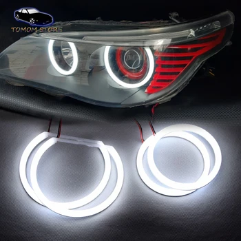 White Angel eyes LED SMD Šviesos Medvilnės Halo žiedai BMW E90 3Series 2X(131mm+106mm) auto žibintai DRL Lempos priedai