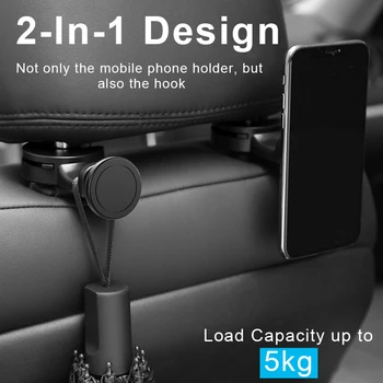 XMXCZKJ Magnetas Telefono Turėtojas 360 Laipsnių Pasukti Automobilinis Telefono Laikiklis, Kablys Atgal Sėdynės Pagalvėlės Universalus Xiaomi 