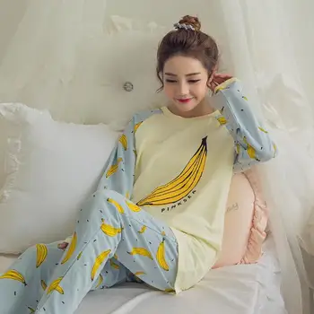 ZITY 2020 m. Rudenį Geltona Animaciją Kačių Pižama Rinkinys Moterims, Kelnės Atsitiktinis Sleepwear Kawaii Pijamas ilgomis Rankovėmis Mielas Homewear