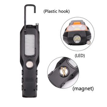 ZK20 COB LED Žibintuvėlis Įkraunamas USB Darbinis Šviesos Lanksčių Magnetinių Lempos Avarinės Šviesos Fakelas Žibintų