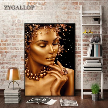 ZYGALLOP Aukso Black Moteris Drobė Paveikslų Nuogas Menas, Plakatų ir grafikos Šviesos Prabanga, Sienų Tapyba už Kambarį Apdaila