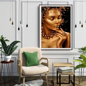 ZYGALLOP Aukso Black Moteris Drobė Paveikslų Nuogas Menas, Plakatų ir grafikos Šviesos Prabanga, Sienų Tapyba už Kambarį Apdaila