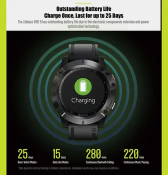 Zeblaze VIBE 6 savarankiškas Muzikos Grotuvas Smart Žiūrėti Gauti/Padaryti Skambutį, Širdies ritmas, Kraujo Spaudimas 25 Dienų Baterija Smartwatch