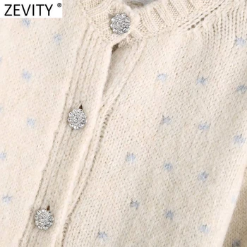 Zevity 2021 Naujas Moterų Mados Deimantų Krūtinėmis Nėrimo Twist Mezgimo Megztinis Moteriška Elegancija Ilgomis Rankovėmis Atsitiktinis Susagstomi Megztiniai Viršūnes S668